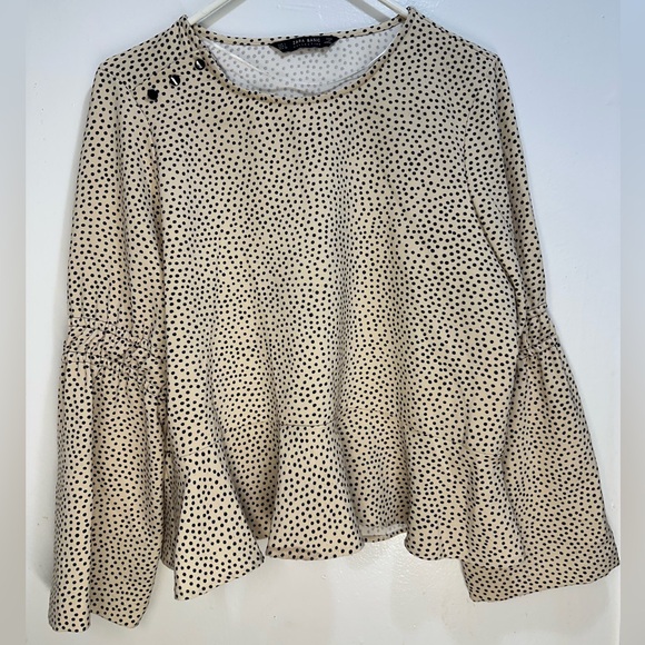 Zara Cream and Black Polka Dot Blouse - Picture 2 of 10